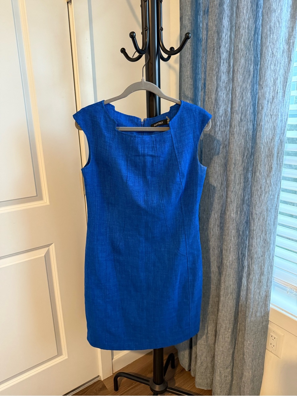 Cobalt Blue Cap-Sleeve Sheath Dress